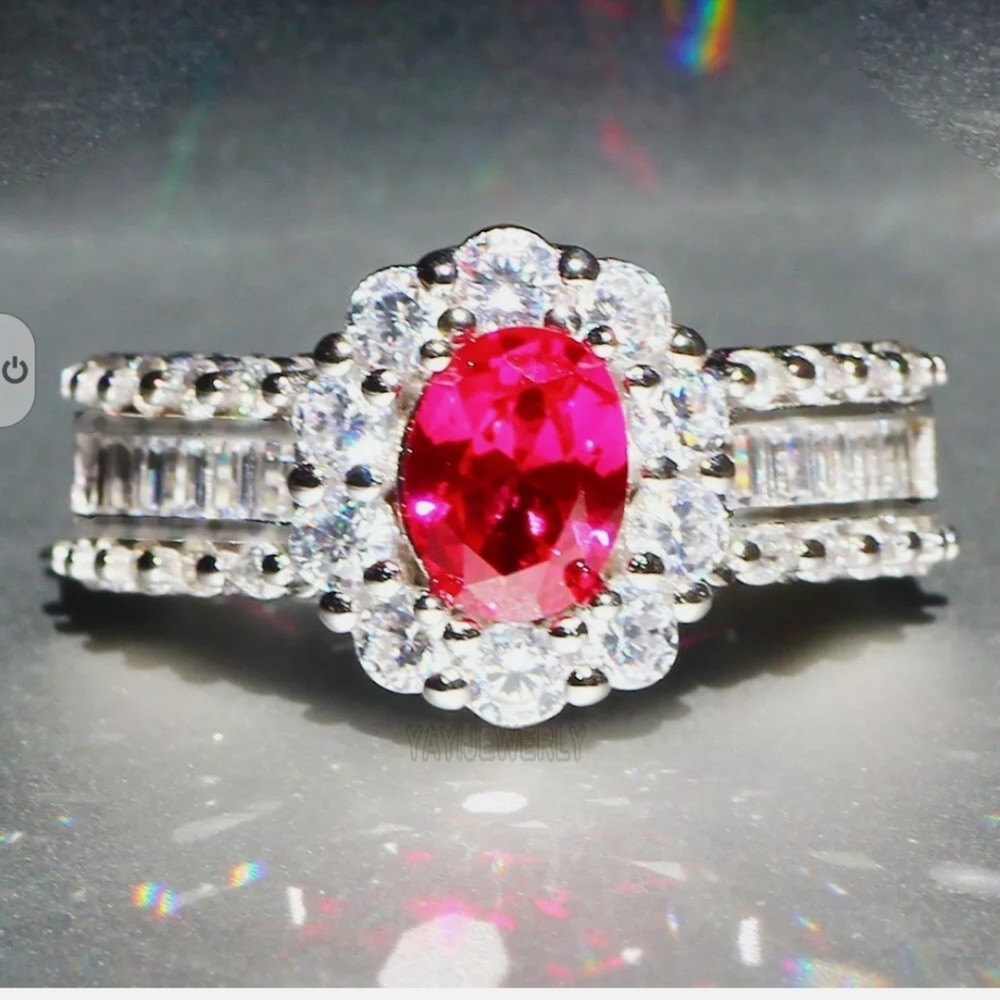 Now size 9 red cz silver ring